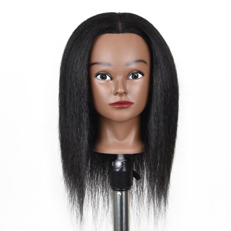 Dark Skin Headform Black Mannequin Head Real yaki real hair styling practice braids learner tool set to dye