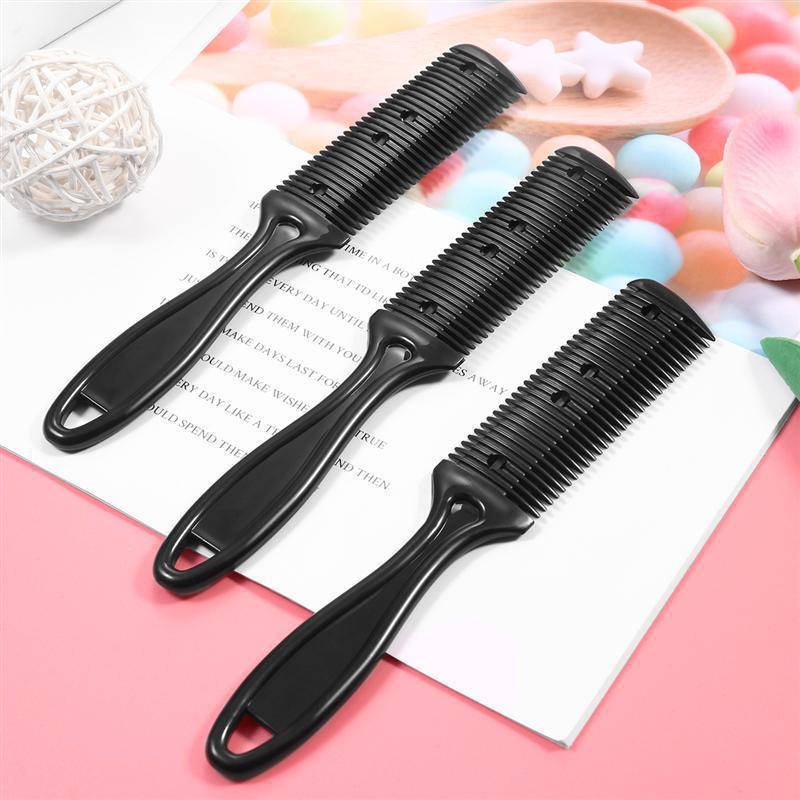 Hair Cutting Comb 06 with Shaving Brush – Professional Beauty Tool | 60g Black Double-Sided Hair Cutting Brush Set Cut Bangs Hair Repairer Professional grade Plastic Comb With Blade in Bulk