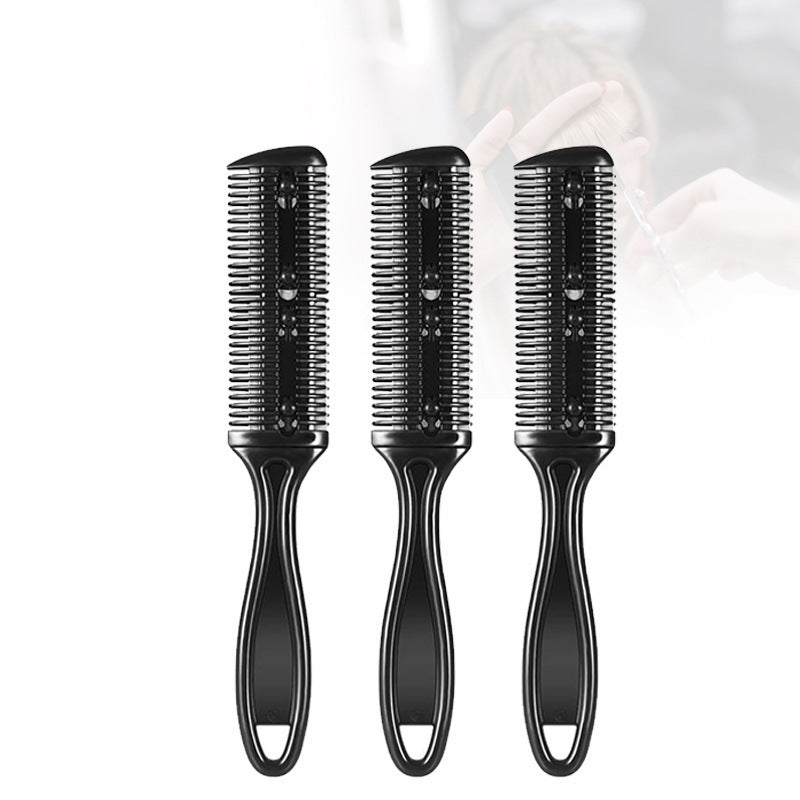 Hair Cutting Comb 06 with Shaving Brush – Professional Beauty Tool | 60g Black Double-Sided Hair Cutting Brush Set Cut Bangs Hair Repairer Professional grade Plastic Comb With Blade in Bulk
