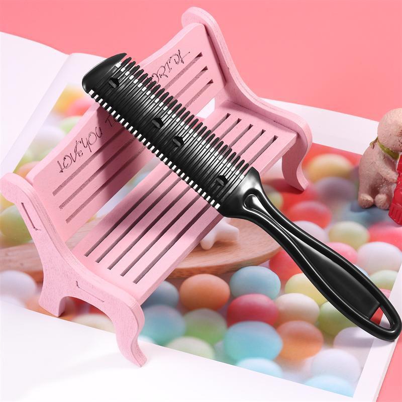 Hair Cutting Comb 06 with Shaving Brush – Professional Beauty Tool | 60g Black Double-Sided Hair Cutting Brush Set Cut Bangs Hair Repairer Professional grade Plastic Comb With Blade in Bulk