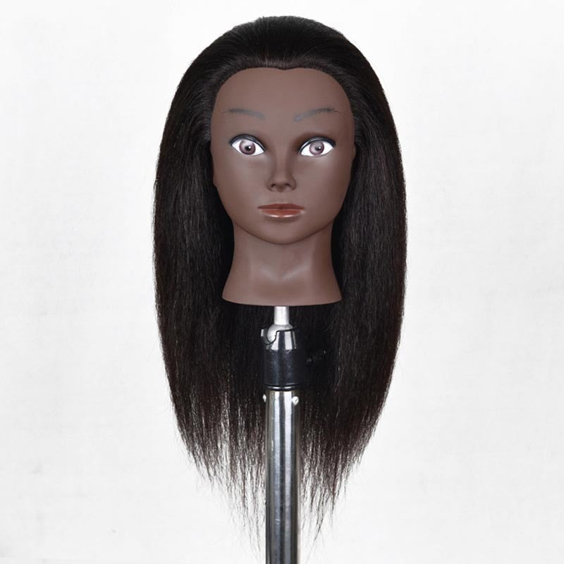 Dark Skin Headform Black Mannequin Head Real yaki real hair styling practice braids learner tool set to dye