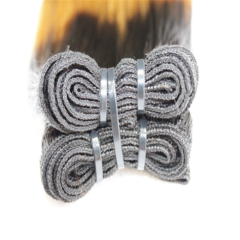 Ombré straight hair bundles extensions pure quality human hair sets three colours very affordable bulk price