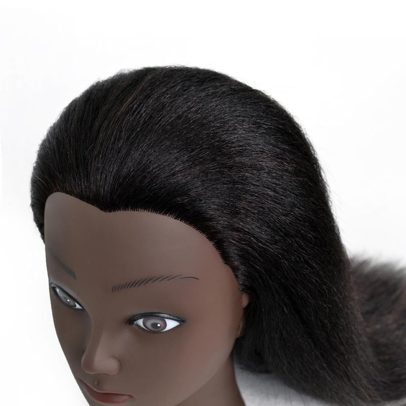 Dark Skin Headform Black Mannequin Head Real yaki real hair styling practice braids learner tool set to dye
