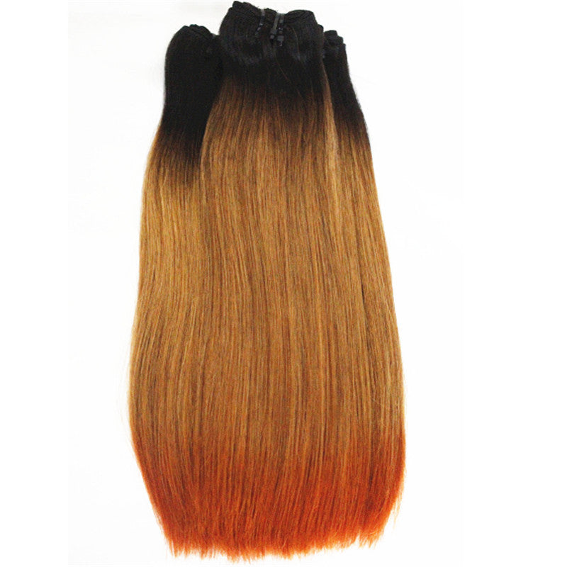 Ombré straight hair bundles extensions pure quality human hair sets three colours very affordable bulk price