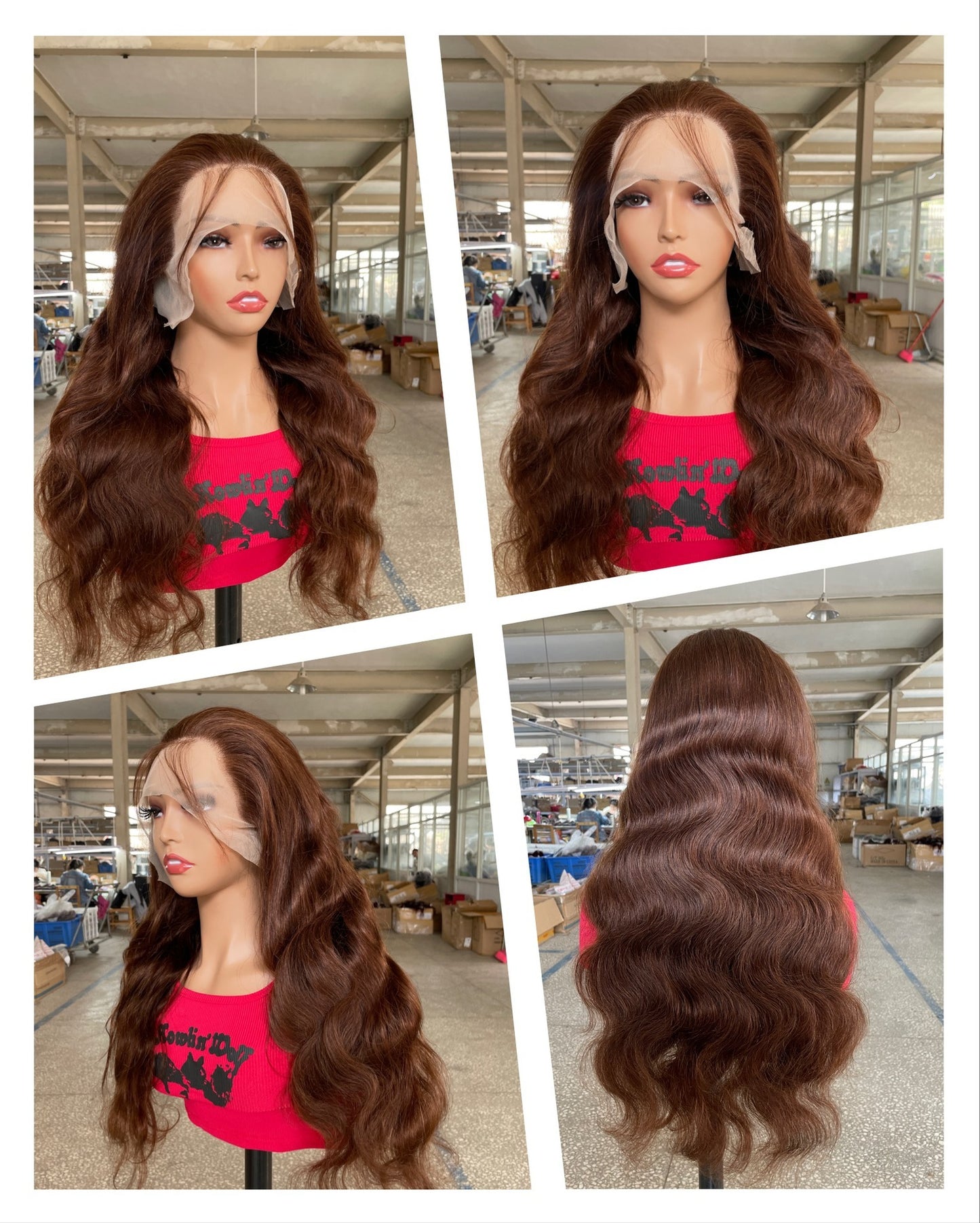 Real chocolate brown Human Hair Wig body wave with lace frontal full wig 210 180 150 density in bulk, unprocessed hair bundles auburn