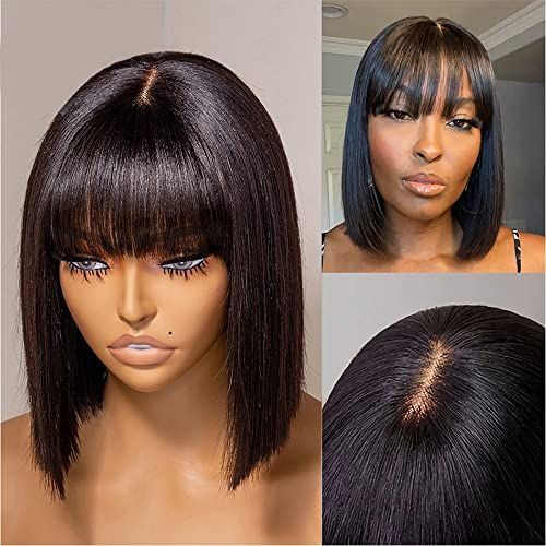 360 HD Glueless Human Hair Bob Wig – Straight with Bang, Pre-Plucked & Ready to Wear