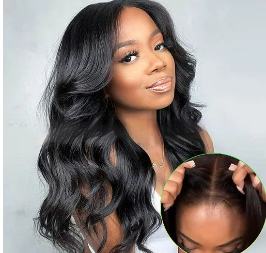 Body Wave Glueless Human Hair Wigs Glue-free Hoods invisible HD lace frontal
