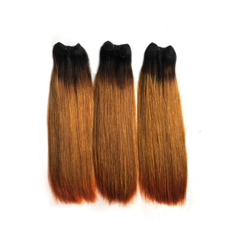 Ombré straight hair bundles extensions pure quality human hair sets three colours very affordable bulk price
