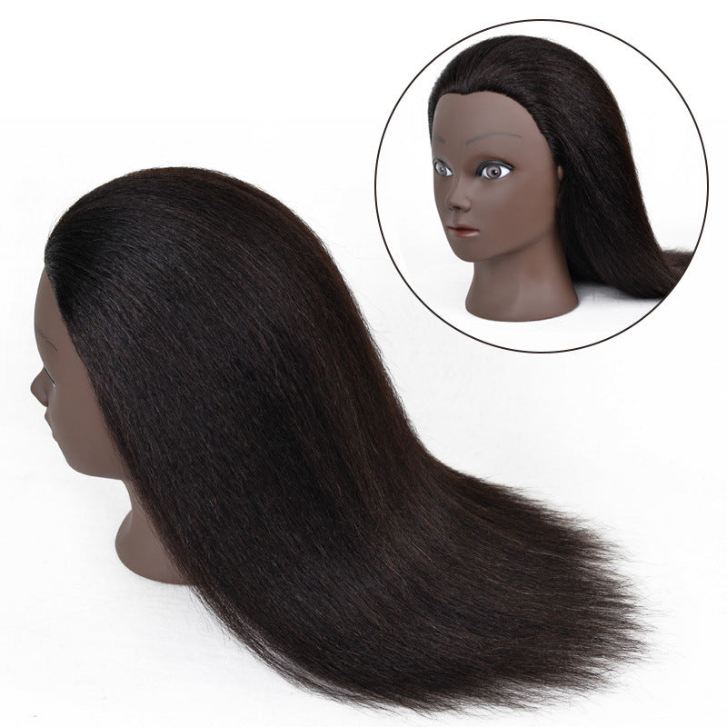 Dark Skin Headform Black Mannequin Head Real yaki real hair styling practice braids learner tool set to dye