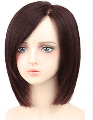 Long lasting Wig Female Full Human Hair Wig for hair loss realistic look scalp protection short cut with side bang