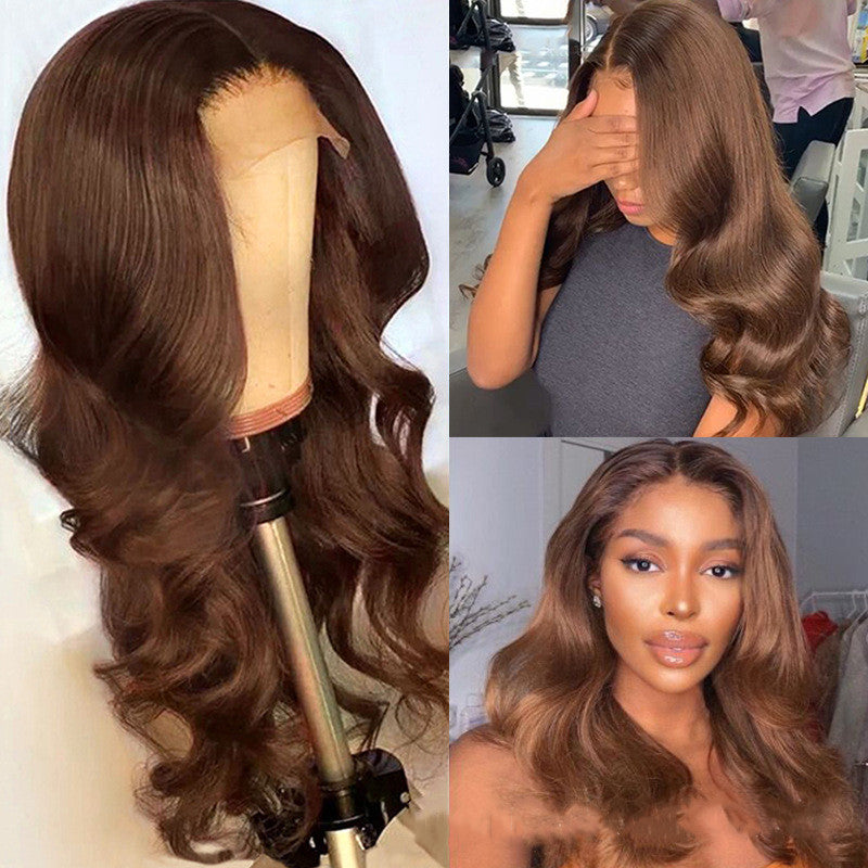 13X6 Chocolate Brown Color Long lasting Human Hair wig 13x6 HD Lace Front Human Hair Wig| Glueless & Pre-Plucked | 150% Density | Medium to Long Lengths