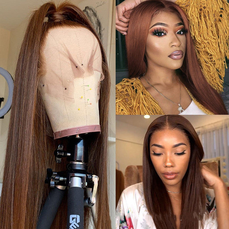13X6 Chocolate Brown Color Long lasting Human Hair wig 13x6 HD Lace Front Human Hair Wig| Glueless & Pre-Plucked | 150% Density | Medium to Long Lengths