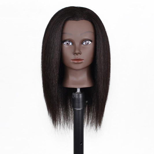 Dark Skin Headform Black Mannequin Head Real yaki real hair styling practice braids learner tool set to dye