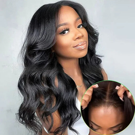 Body Wave Glueless Human Hair Wigs Glue-free Hoods invisible HD lace frontal