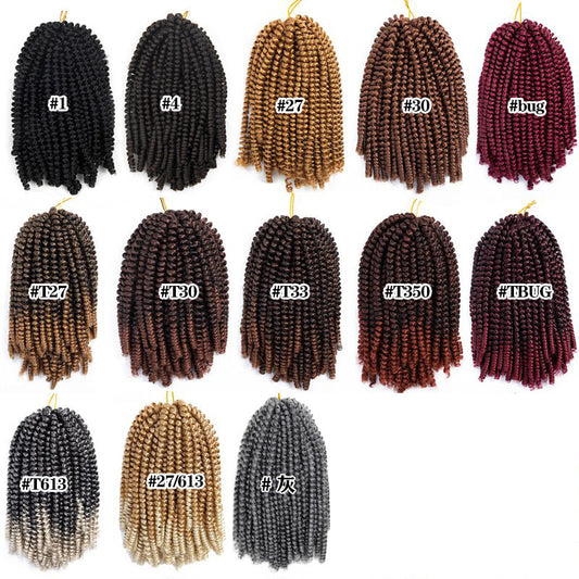 110g chemical fiber hair extensions crochet twist braids curly style short synthetic ombré coloured