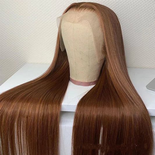 13X6 Chocolate Brown Color Long lasting Human Hair wig  13x6 HD Lace Front Human Hair Wig| Glueless & Pre-Plucked | 150% Density | Medium to Long Lengths