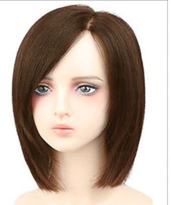 Long lasting Wig Female Full Human Hair Wig for hair loss realistic look scalp protection short cut with side bang