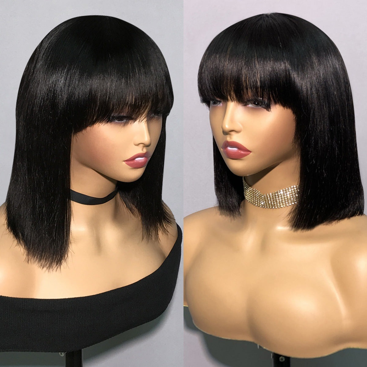 360 HD Glueless Human Hair Bob Wig – Straight with Bang, Pre-Plucked & Ready to Wear