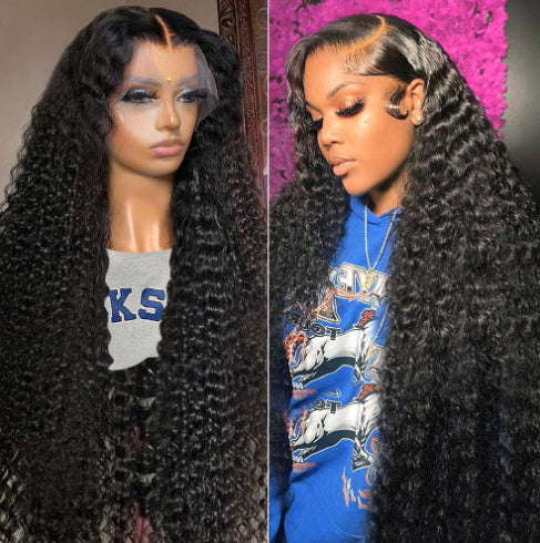 Super long 13X4 13X6 Full Human Hair pre-plucked hairline with baby hairline Quality Hair volume Deep wave free part